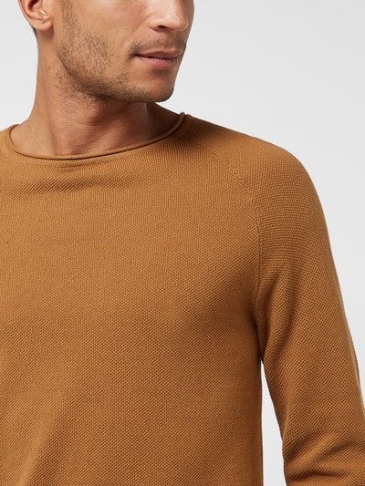 Jack & Jones Strickpullover mit Label-Patch Modell 'HILL' Camel 3