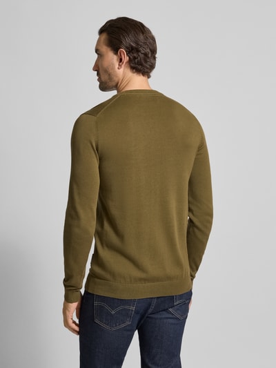 Casual Friday Gebreide pullover met ronde hals, model 'OSVALD' Olijfgroen - 5