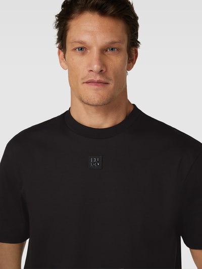 HUGO T-shirt met labelpatch, model 'Dalile' Zwart - 3