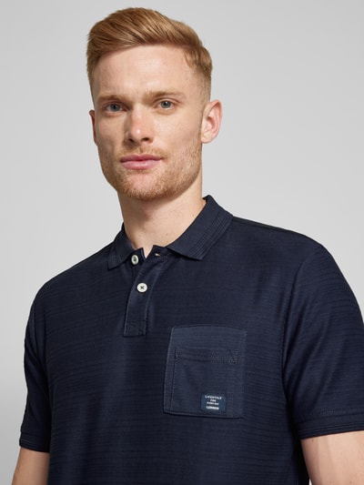 Lerros Poloshirt met labelpatch Marineblauw - 3