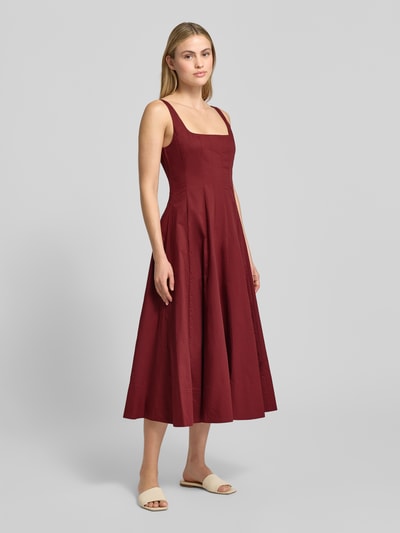 Staud Midikleid mit Karree-Ausschnitt Modell 'WELLS DRESS' Bordeaux 1