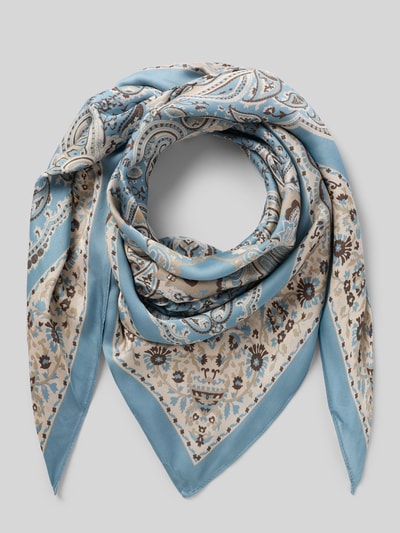 Produktfoto, Tuch aus reiner Viskose von Jake*s Casual, rechteckig, blau-beiger Allover-Paisley-Print, gewebte Optik, 30x30 cm