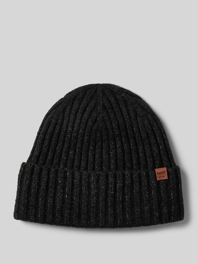 Barts Beanie met labeldetail, model 'WYON' Zwart - 1