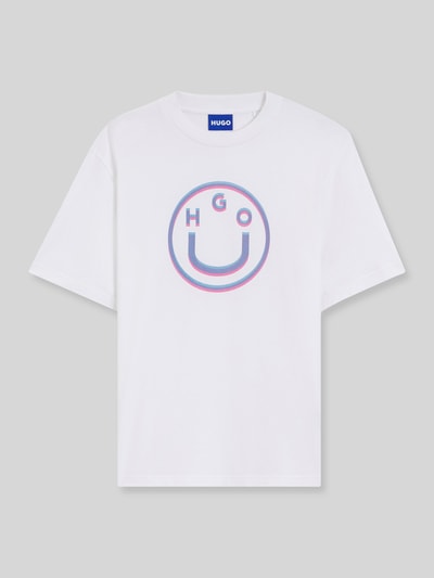 HUGO Blue Regular Fit T-Shirt aus reiner Baumwolle Modell 'NERPIENT' Weiss 2