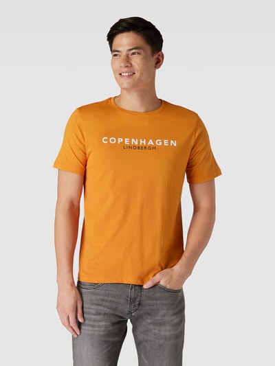 Lindbergh T-Shirt mit Label-Print Modell 'Copenhagen' Dunkelorange 4