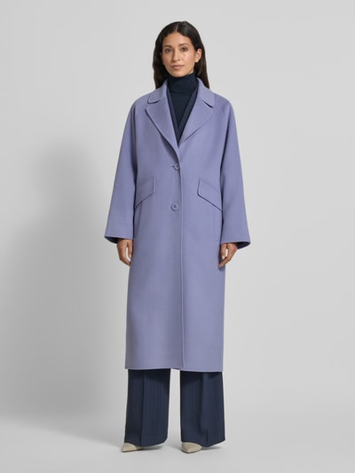 Marc Cain Płaszcz wełniany o szerokim kroju z podwójną listwą guzikową Lawendowy 4