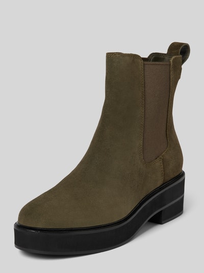 Lauren Ralph Lauren Chelsea boots van leer met treklus, model 'ADRIANNA' Olijfgroen - 1