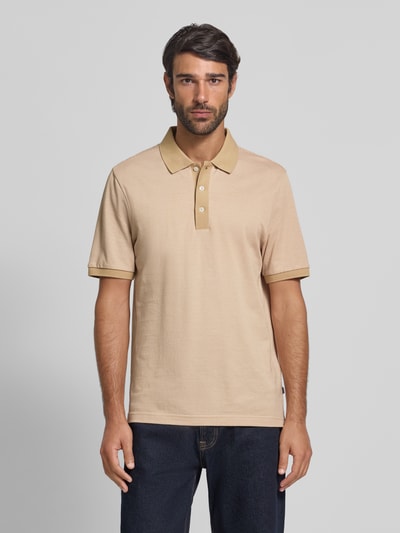 MAERZ Muenchen Slim fit poloshirt met structuurmotief Zand - 4