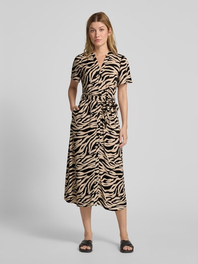 Apricot Midikleid mit Bindegürtel Black 4