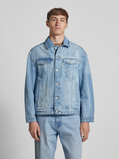 REVIEW Regular Fit Jeansjacke aus reiner Baumwolle Hellblau 4