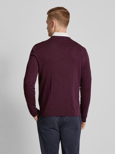 Tom Tailor Regular fit gebreide pullover met V-hals Bordeaux - 5