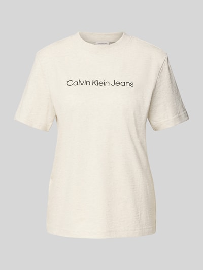Calvin Klein Jeans T-Shirt mit Label-Print Ecru 2