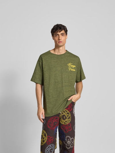 Kenzo Regular Fit T-Shirt mit Logo-Stitching Khaki 4