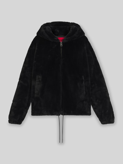 HUGO Regular Fit Webpelzjacke mit Kapuze Modell 'BEDO2541' Black 2