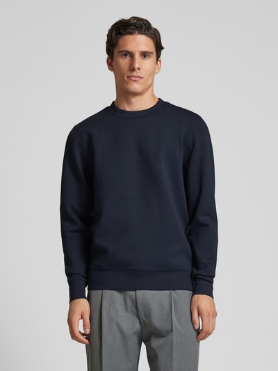 Casual Friday Sweatshirt met ribboorden, model 'Sebastian' Marineblauw - 4