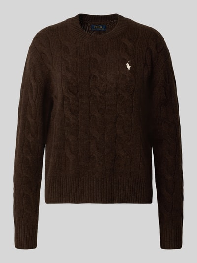 Polo Ralph Lauren Gebreide pullover met kabelpatroon en ronde hals Donkerbruin - 2