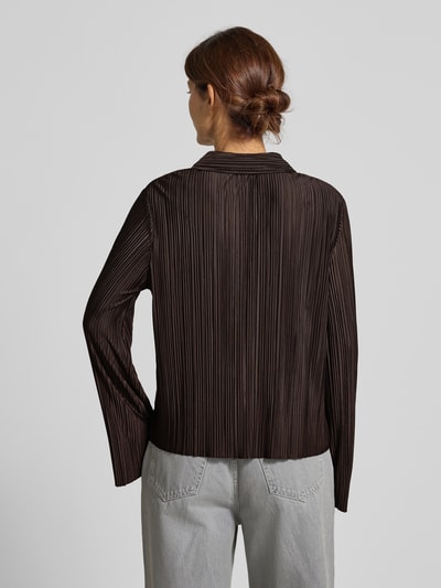 Samsøe Samsøe Regular Fit Bluse mit Plisseefalten Modell 'SAUMA' Schoko Melange 5