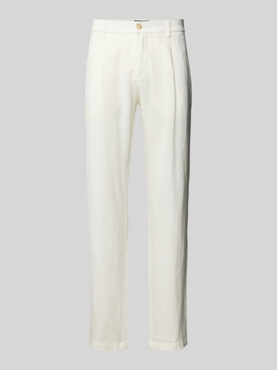 Marc O'Polo Tapered linnen broek met bandplooi, model 'OSBY JOGGER' Offwhite - 2