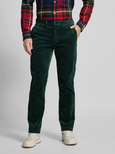 Polo Ralph Lauren Stretch straight fit corduroy broek met riemlussen, model 'BEDFORD' Flessengroen - 4