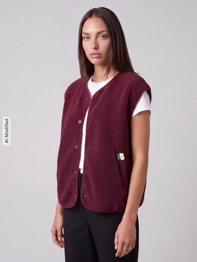 PIECES kamizelka o kroju regular fit z bocznymi wpuszczanymi kieszeniami model 'KATTY' Bordowy 4