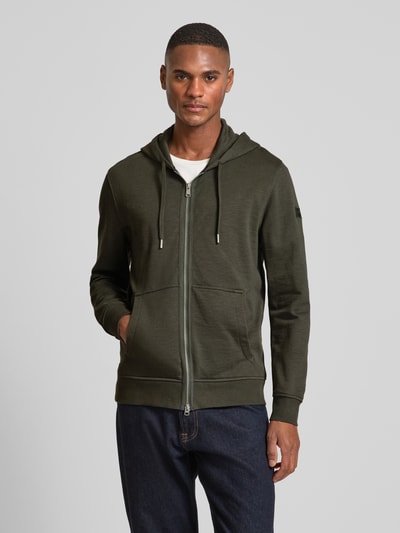 Marc O'Polo Regular Fit Sweatjacke aus reiner Baumwolle mit Zweiwege-Reißverschluss Oliv 4