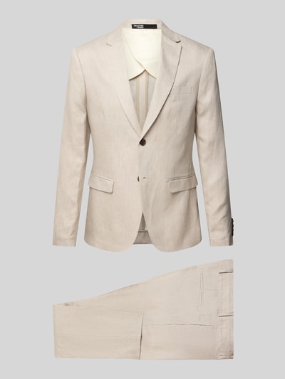 SELECTED HOMME Slim Fit Anzug mit feinem Strukturmuster Modell 'Lino' Sand 2