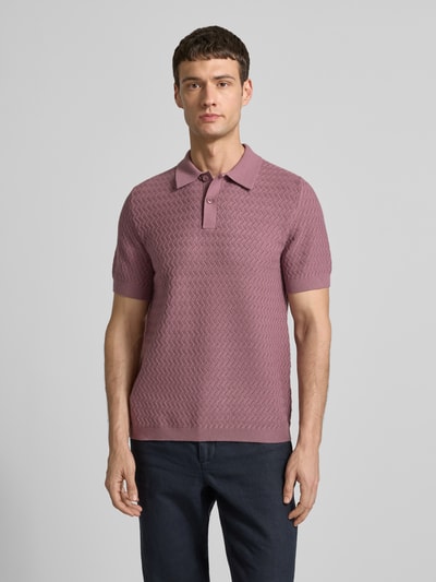 Samsøe Samsøe Strickshirt mit Polokragen und Knopfleiste Hellrot Melange 4