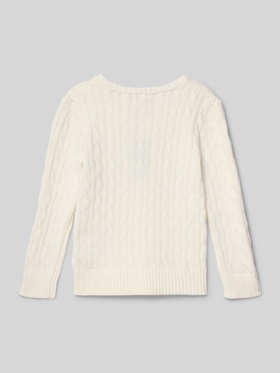 Polo Ralph Lauren Kids Strickpullover mit Zopfmuster und Label-Stitching Offwhite Melange 3