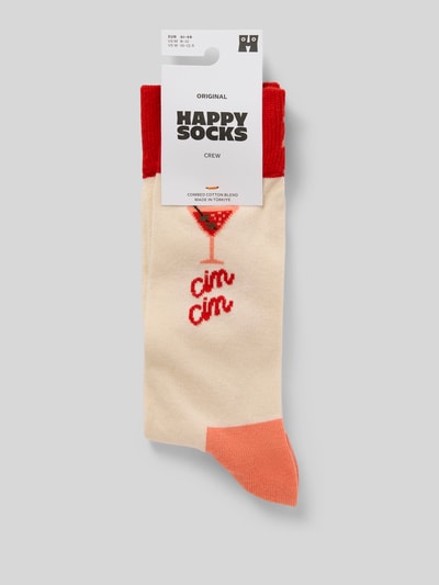 Produktfoto, Socken mit Motiv-Print Modell 'Cin Cin' von Happy Socks, mehrfarbig, elastischer Material-Mix, Regular Fit, Logo-Print