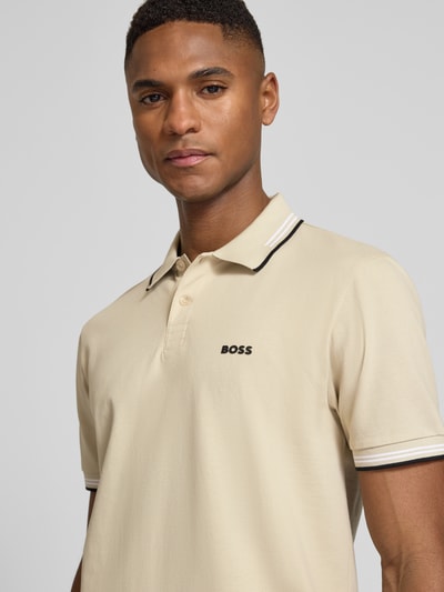 BOSS Green Slim Fit Poloshirt aus reiner Baumwolle Modell 'PAUL' Beige 3