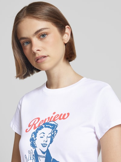 Review T-shirt z nadrukiem z logo Biały 3