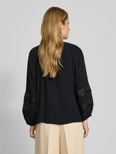 comma Bluzka o kroju regular fit z wiskozy z koronką Czarny 5