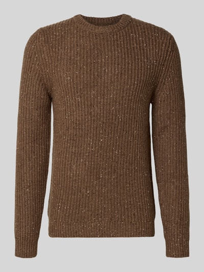 MCNEAL Gebreide pullover van wolmix met ronde hals Chocoladebruin gemêleerd - 2