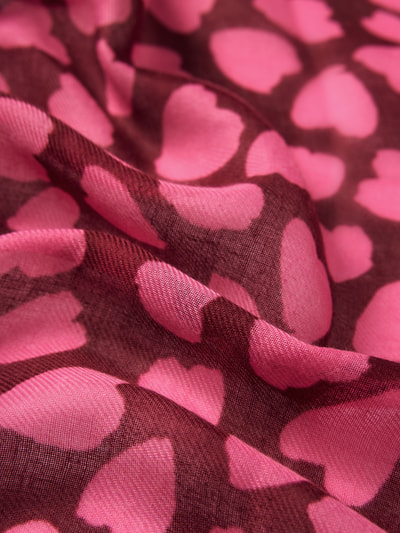 Productfoto, 'Schal in semitransparentem Design mit Logo-Applikation' van Codello, rechthoekig, semitransparant, roze all-over motief, zachte textuur