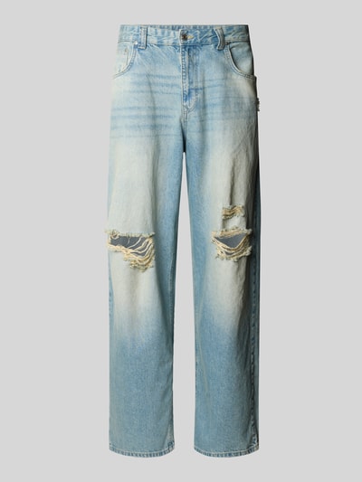 REVIEW Super Baggy Fit Jeans aus reiner Baumwolle im Destroyed-Look Hellblau 2