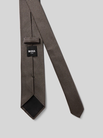 BOSS Zijden stropdas met all-over motief Beige - 2