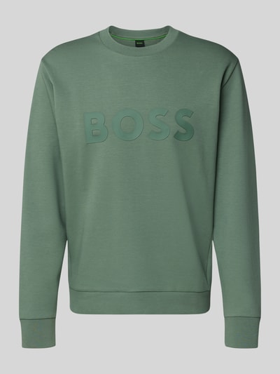 BOSS Green Regular fit sweatshirt van katoenmix, model 'SALBO' Lindegroen - 2
