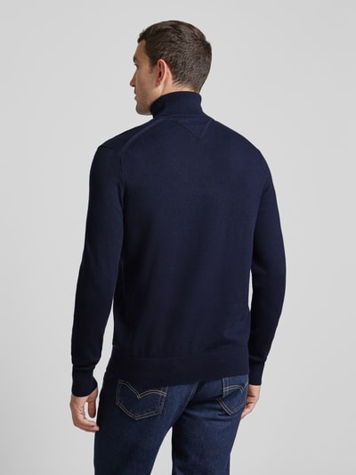 Tommy Hilfiger Rollkragenpullover mit Logo-Stitching Modell 'PIMA' Marine 5