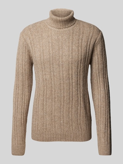 Jack & Jones Premium Sweter z dzianiny z golfem model ‘BLATRENT’ Beżowy 2