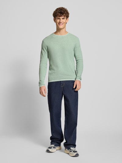 Jack & Jones Gebreide pullover met geribde ronde hals, model 'GEORGE' Mintgroen - 1
