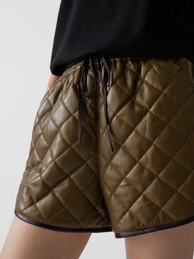 Self-Portrait Shorts mit Stepp-Optik Khaki 3