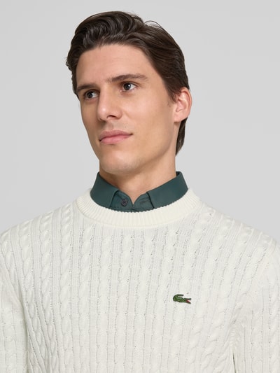 Lacoste Gebreide pullover met labeldetail Offwhite - 3