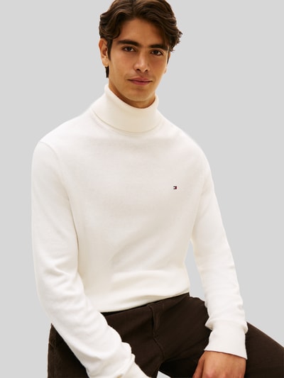 Tommy Hilfiger Regular Fit Rollkragenpullover aus Baumwoll-Kaschmir-Mix Offwhite 3