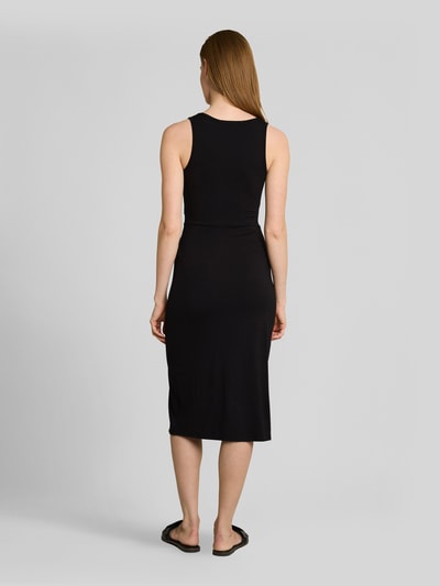 Tom Tailor Denim Kleid aus Viskose-Mix mit Knoten-Detail und Schlitz Black 5