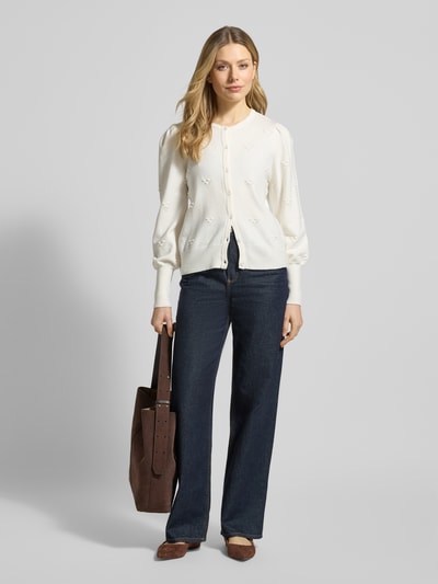 b.young Gebreid jack van Viscosemix met Knoopsluiting model 'MANINA' Offwhite - 1