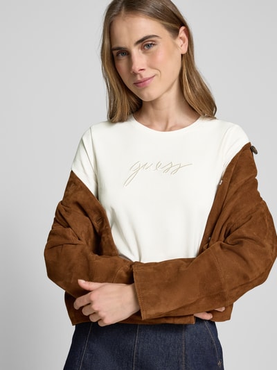 Guess T-Shirt mit Label-Stitching Modell 'LUCIA' Beige 3