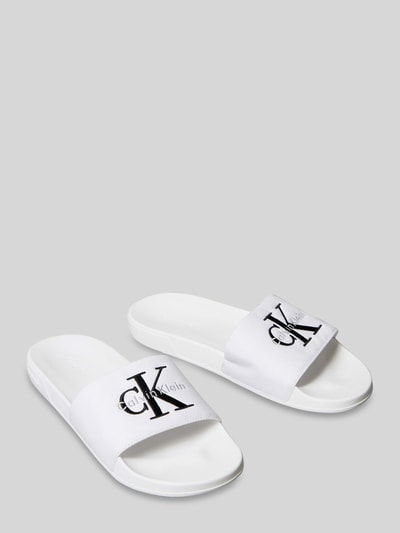 CK Calvin Klein Badeschuhe mit Logo Print Weiss 1