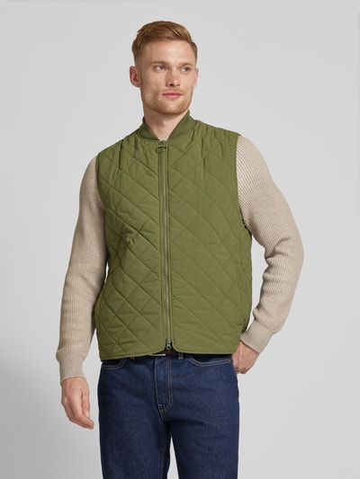 Barbour Bodywarmer met opstaande kraag, model 'ORTON' Olijfgroen - 4