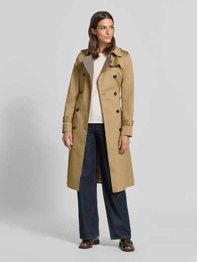 Jake*s Collection Regular fit trenchcoat van katoenmix Zand - 1