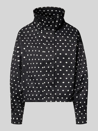 Produktfoto, Jacke im Allover-Look mit Stehkragen Modell 'CALLISA DOT' von Neo Noir, schwarzer Stoff mit weißen Punkten, glatte Textur
